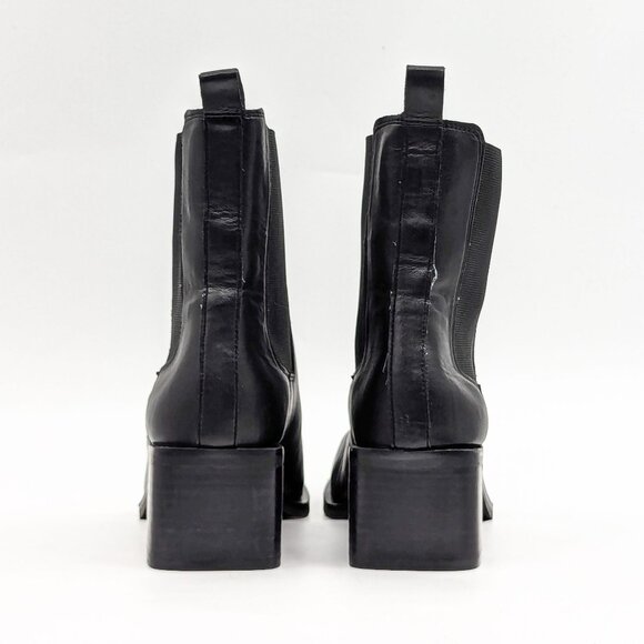 Aldo Women Ruth Black Leather Vintage Retro Square Toe Chelsea Boots size 8.5 - Picture 3 of 11
